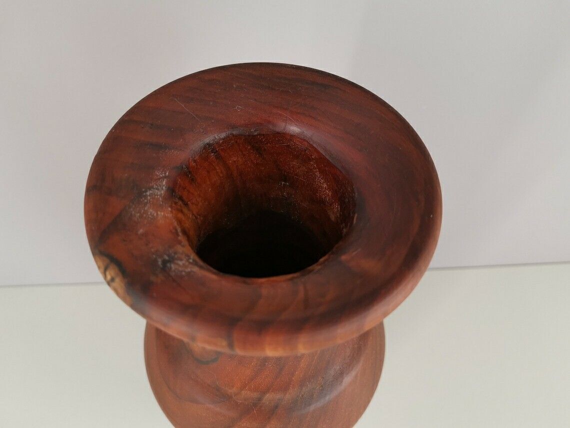 Wooden Vase Turned In The Mass Handmade 60s Mid Century France Decoration Xxth Century Brutalist photo vinterior