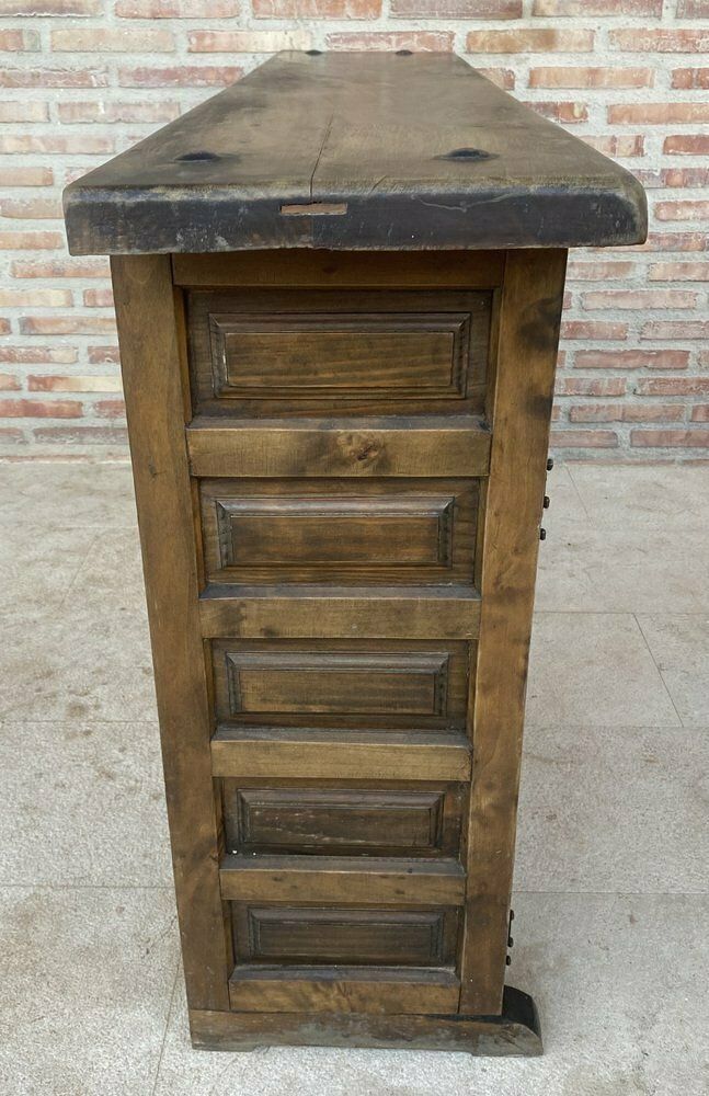 Large 20th Century Catalan Spanish Baroque Carved Walnut Tuscan Credenza Or Buffet, 1900s photo vintage