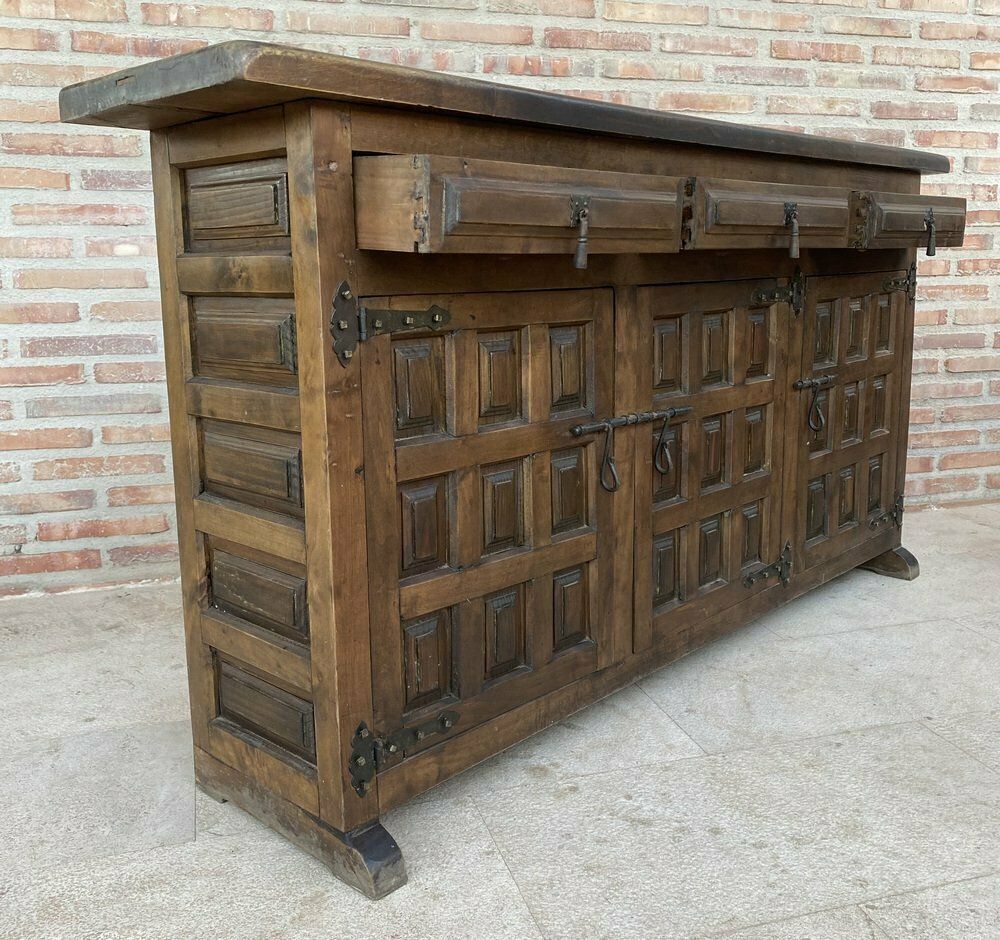 photo buy Large 20th Century Catalan Spanish Baroque Carved Walnut Tuscan Credenza Or Buffet, 1900s