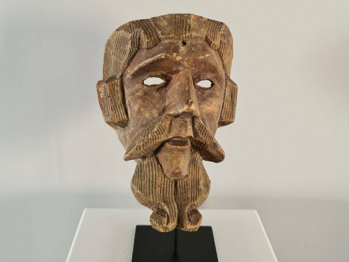 South America 1960 Wooden Mask With Polychromes Vintage Mid Century Xxth Century