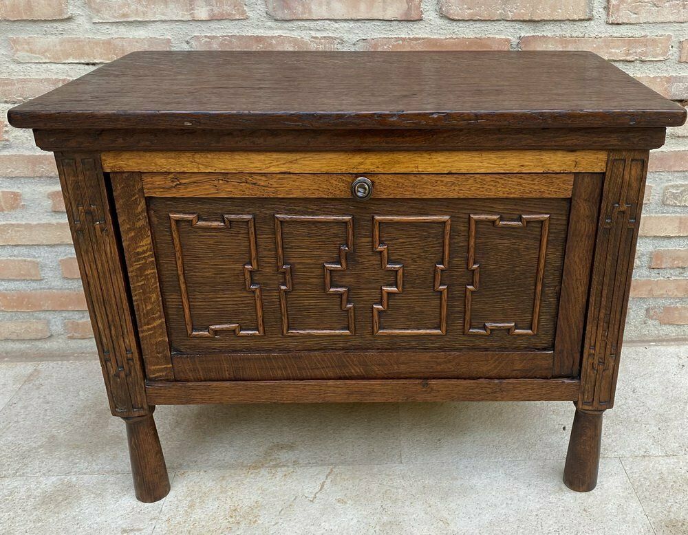 Late 19th Century French Carved Oak Coffer photo Furniture