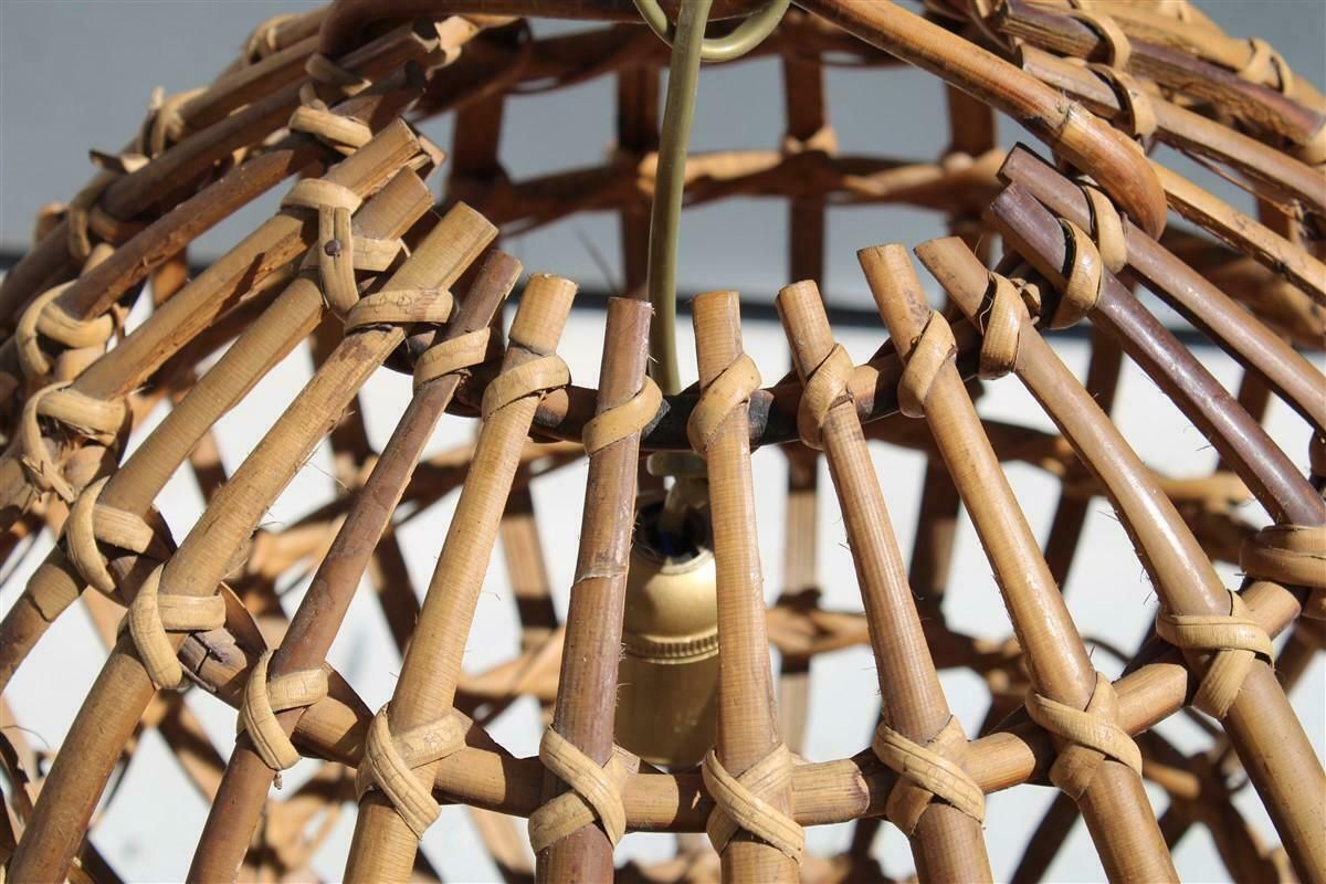 Bamboo And Brass Chandelier Round Italian Mid Century Albini Style 1950s photo buy