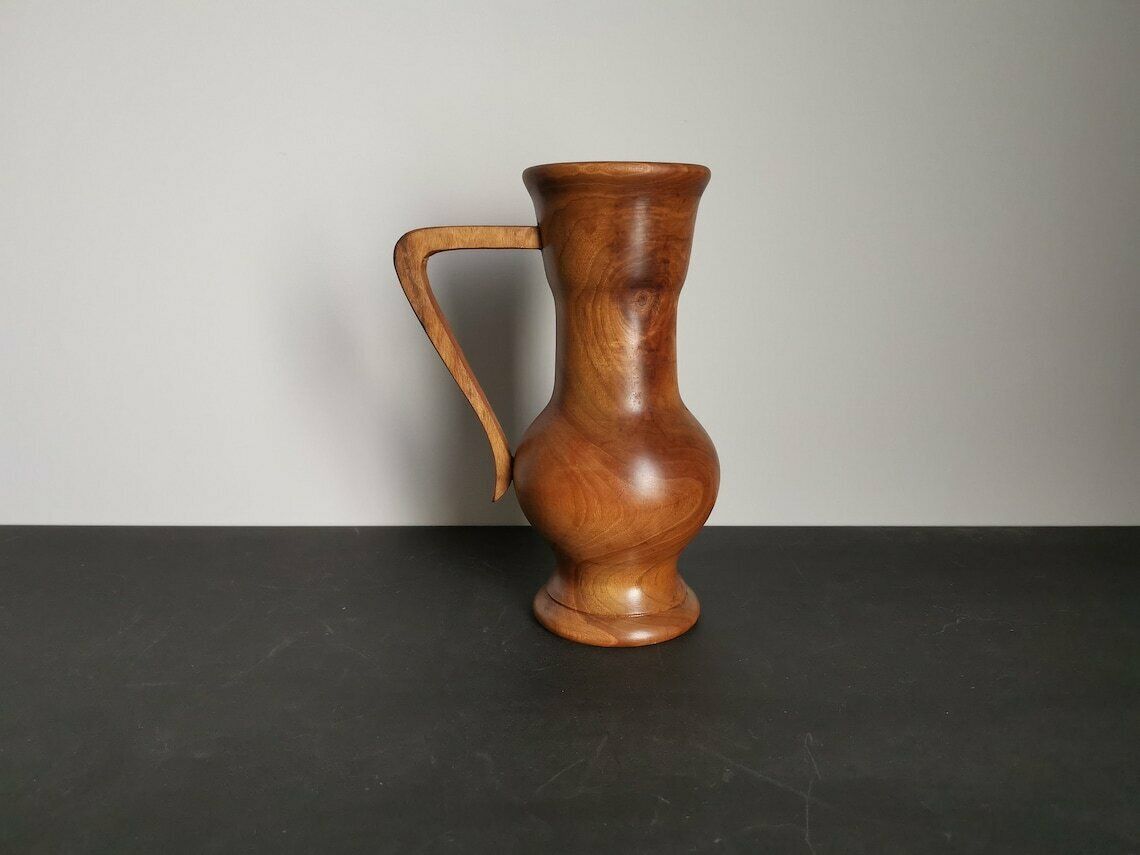 Vase In Olive Wood Turned In The Mass / Handmade / 60s / Mid Century / France / Decoration / Xxth Century photo Home Decor