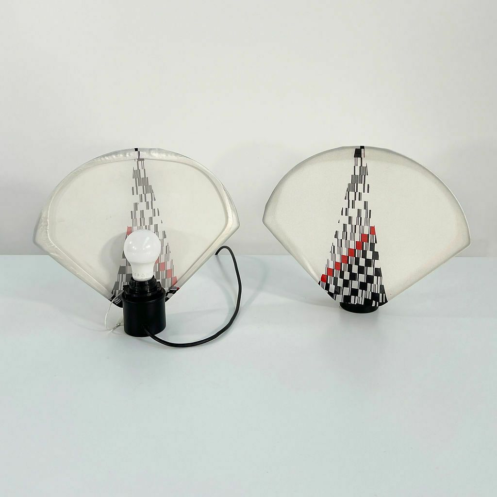 Pair Of Table Lamps With 80s Print From Zilo G, 1980s photo 188.0