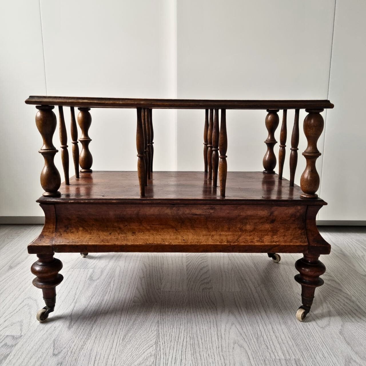 Antique Walnut Wood Magazine Rack | Newspaper Stand