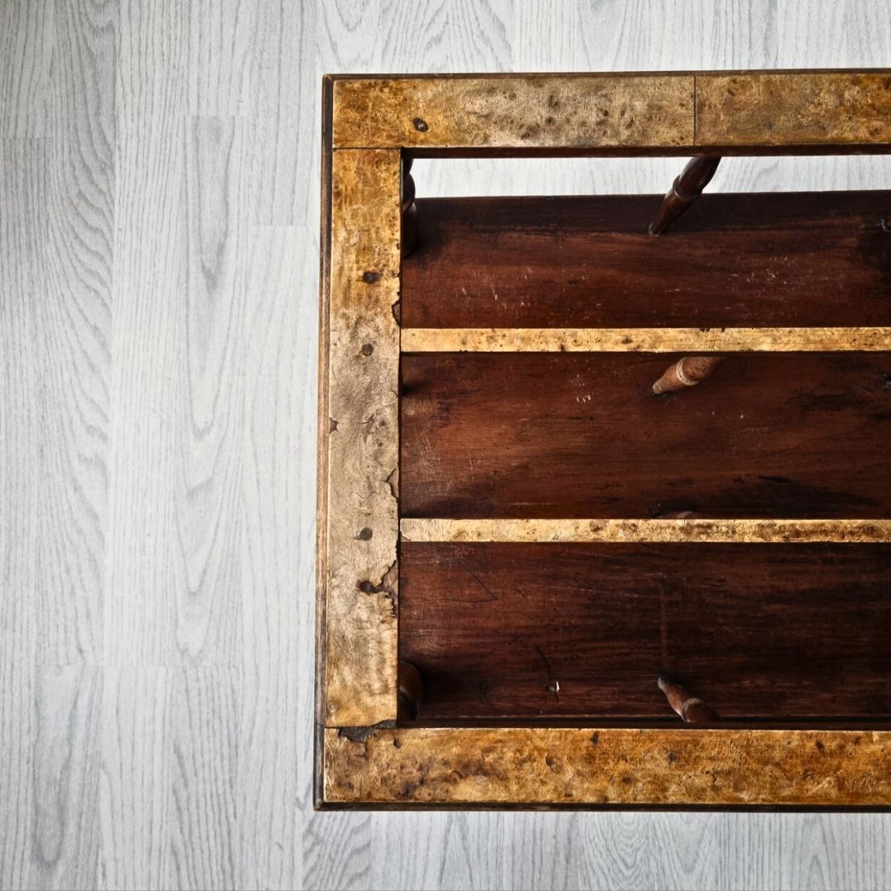 Antique Walnut Wood Magazine Rack | Newspaper Stand photo furniture