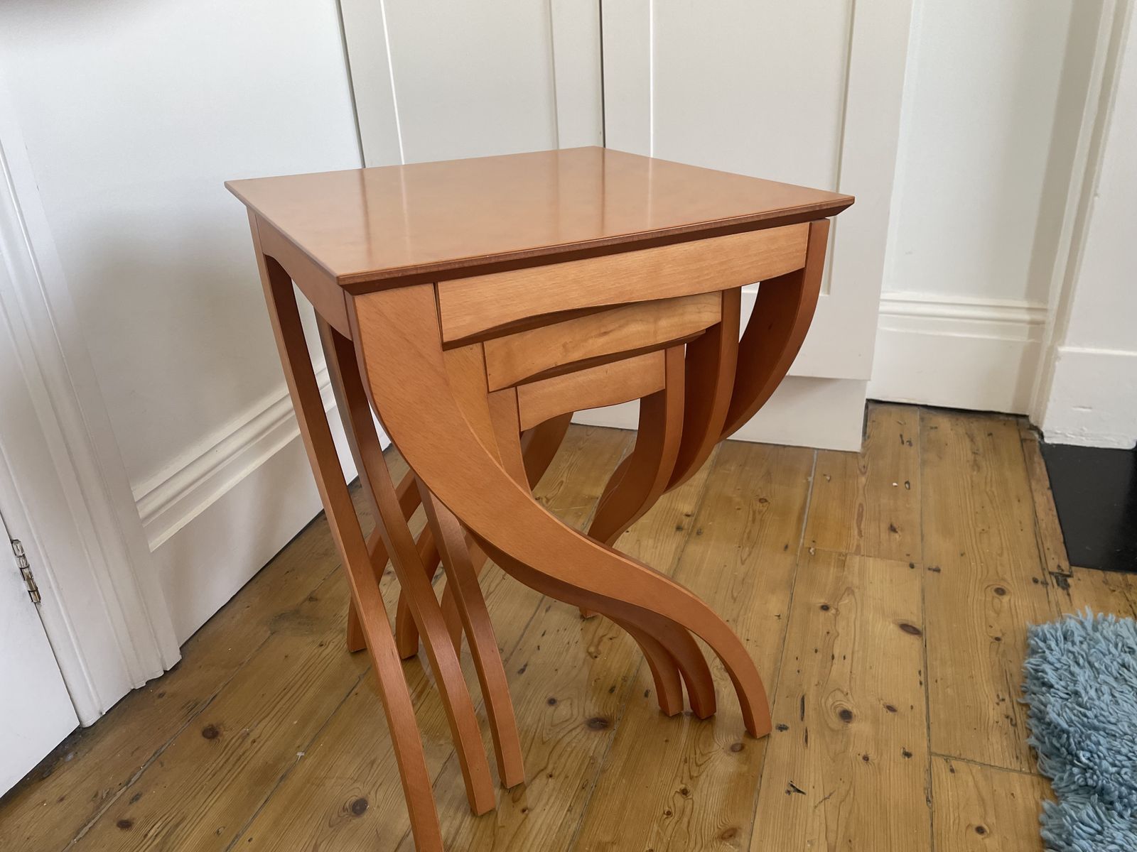 Spanish Bird’s Eye Cherrywood Nesting Tables By Jaume Torras For Scarabat photo vinterior