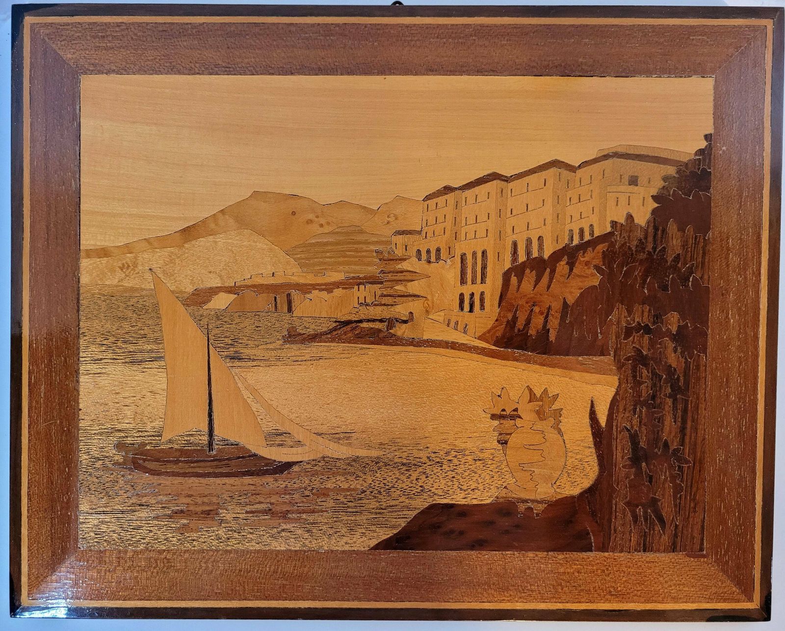 Kitsch Mid Century Wooden Picture / Mid Century Art / Mid Century Wall Decor photo furniture