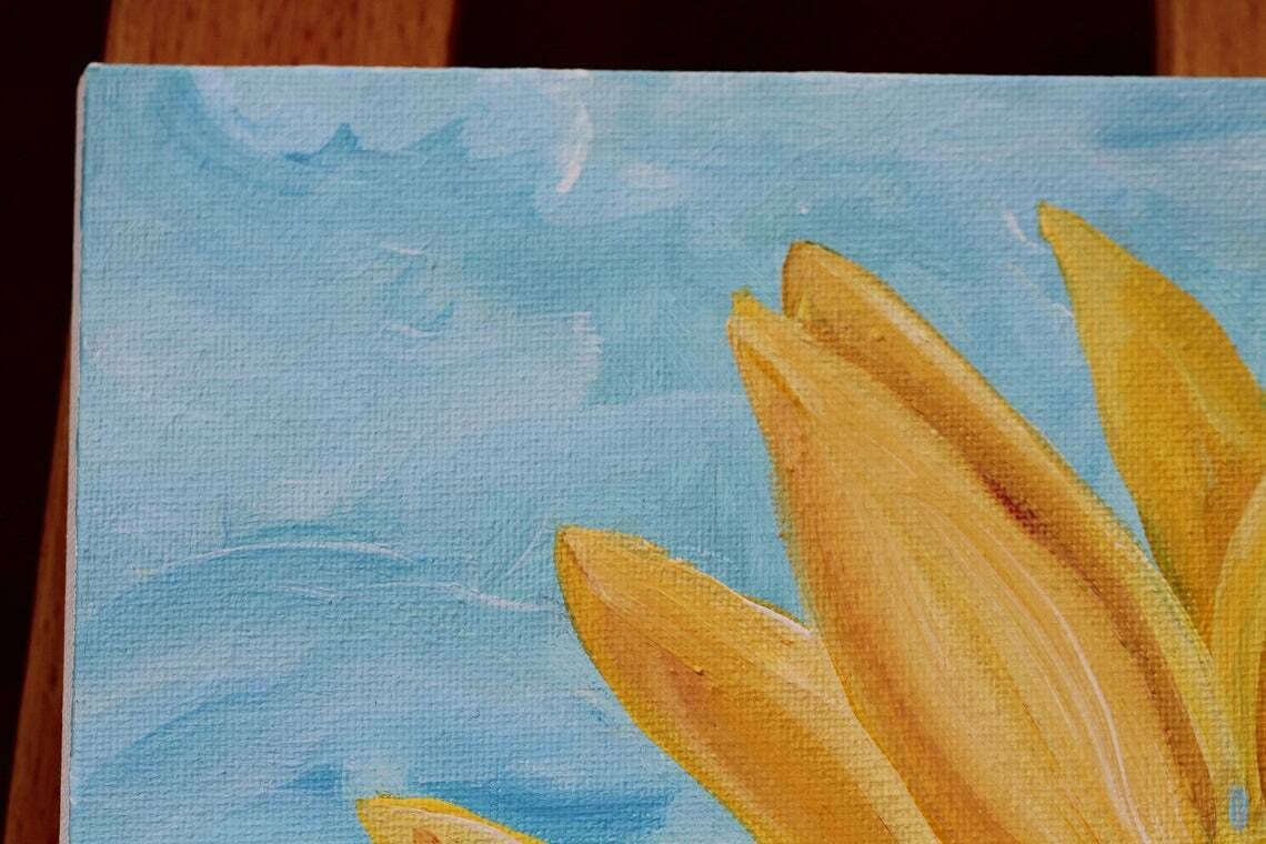 Original New Art  Acrylic On Stretched Canvas  Sunflower In Summer  Signed Artist Ah photo buy