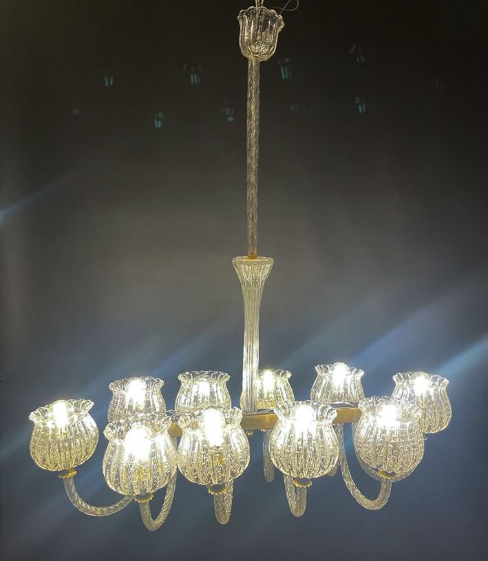 Murano Glass Chandelier, Barovier Style, Italy, 1950s photo vinterior