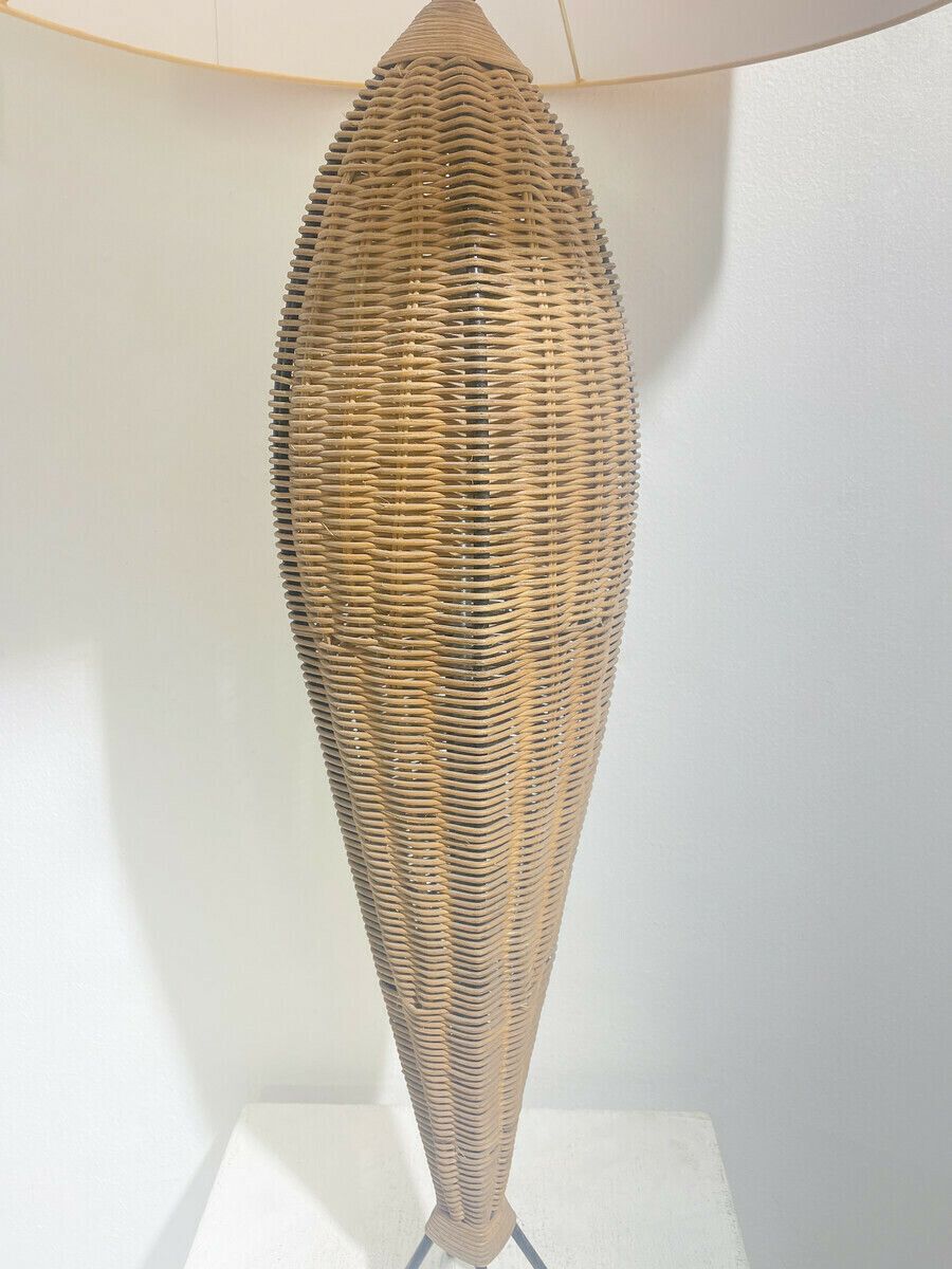 Mid Century Modern Rattan Table Lamp photo Lighting
