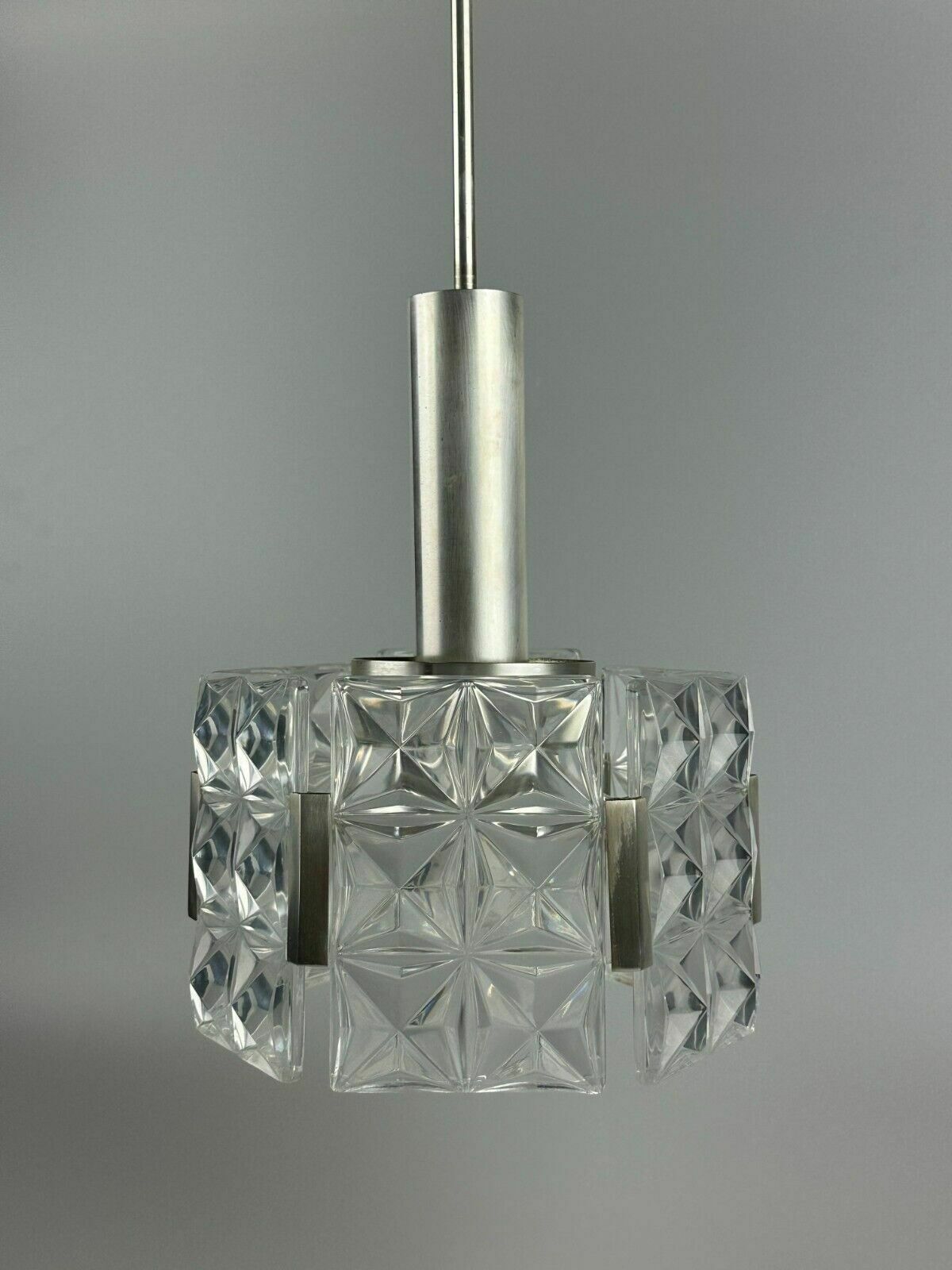 60s 70s Ceiling Lamp Chandelier Hillebrand Leuchten Germany Glass Metal photo Lighting