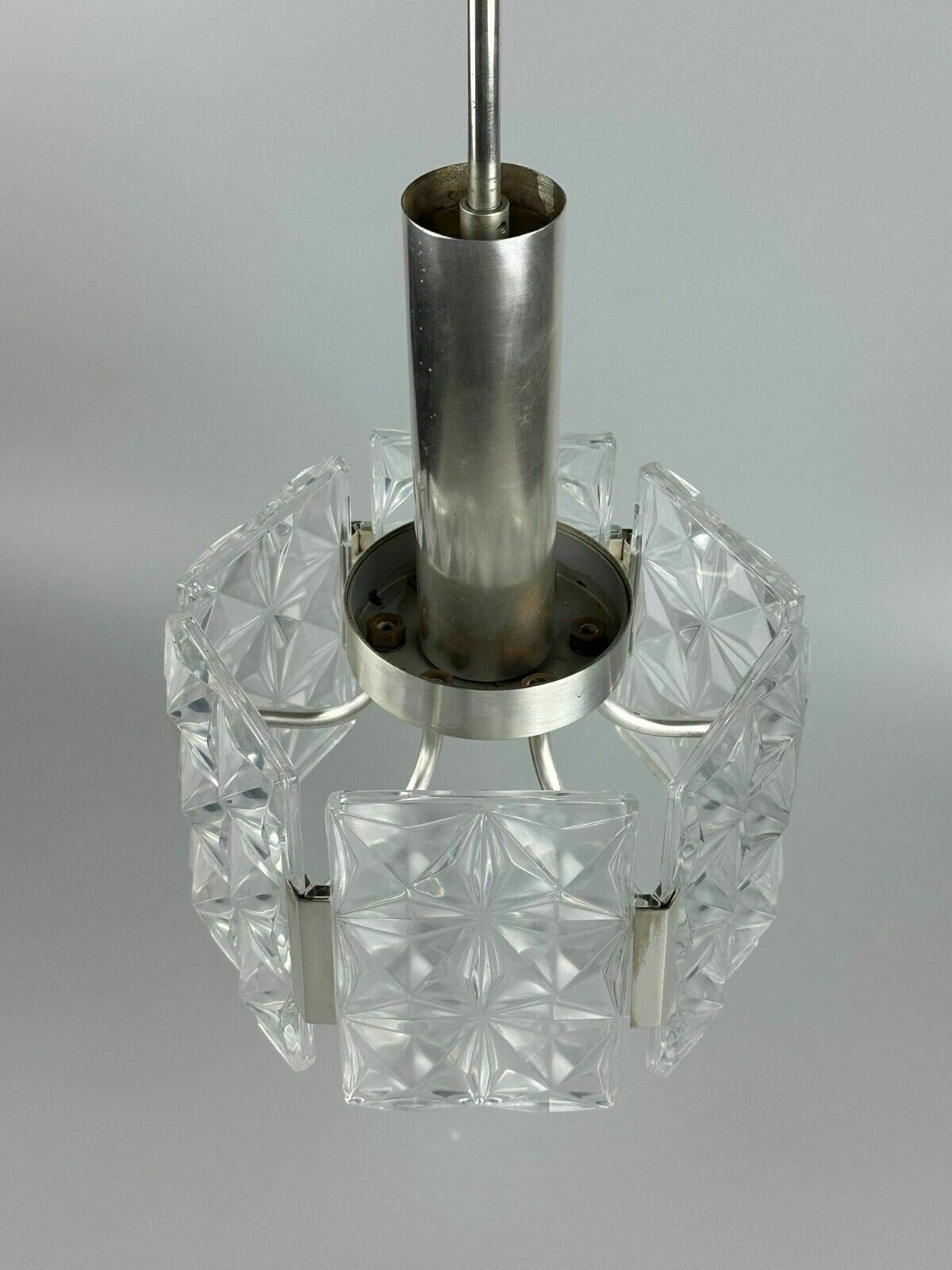 60s 70s Ceiling Lamp Chandelier Hillebrand Leuchten Germany Glass Metal photo buy