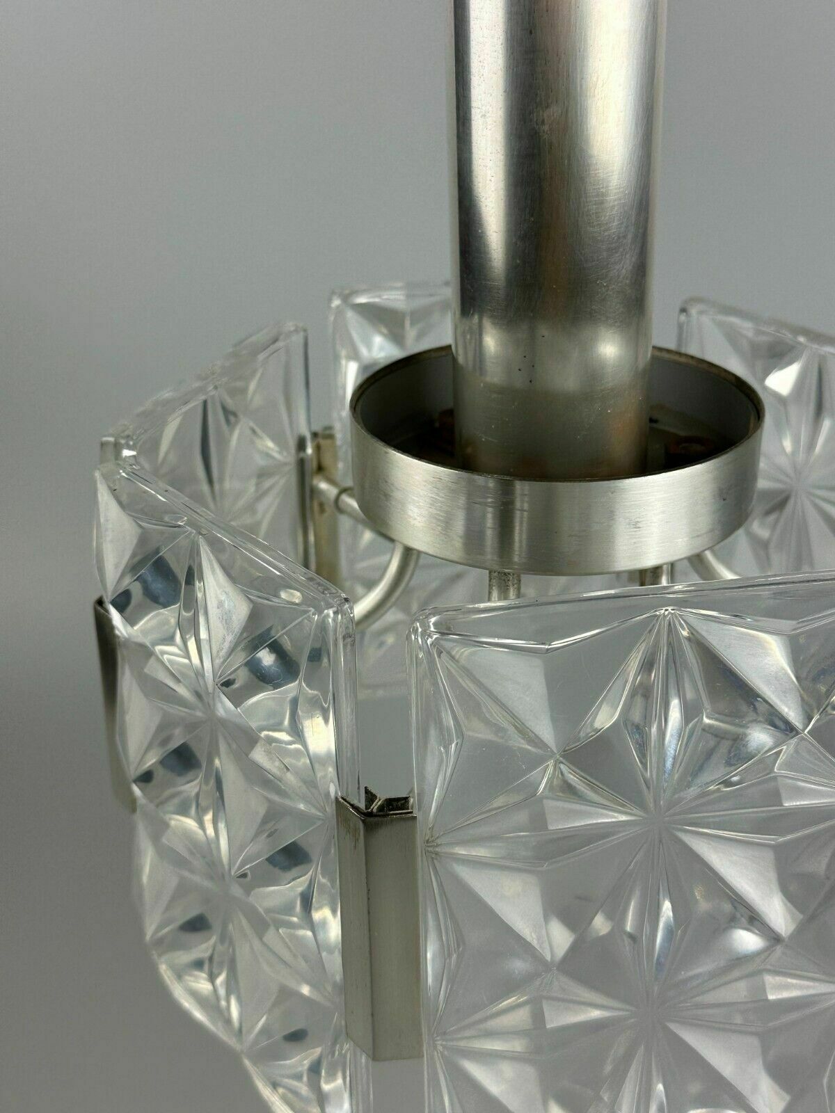 60s 70s Ceiling Lamp Chandelier Hillebrand Leuchten Germany Glass Metal photo vinterior