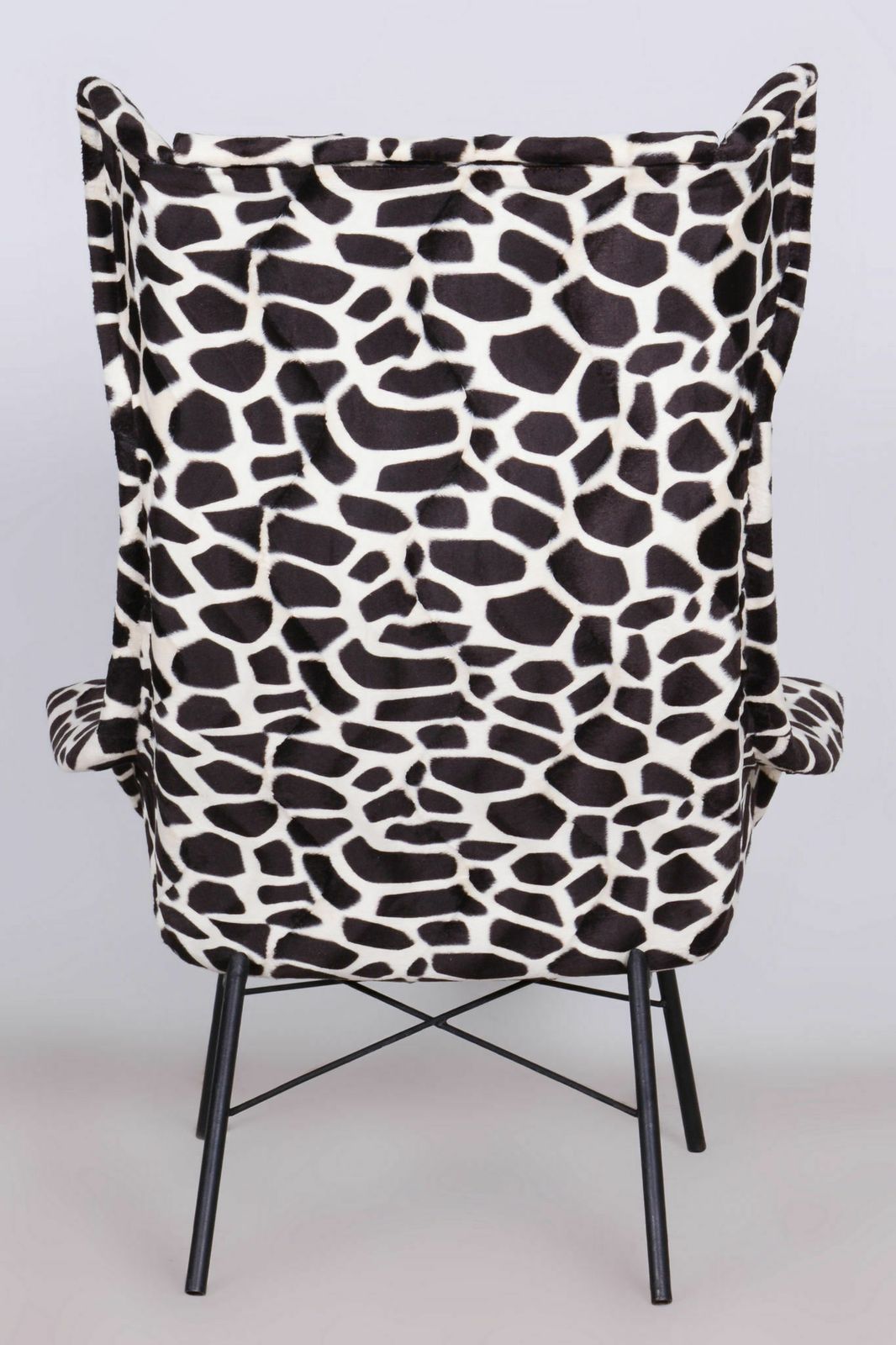 Furniture Restored Wingchair, Miroslav Navratil, Imitation Giraffe Fur, Czechia, 1950s photo