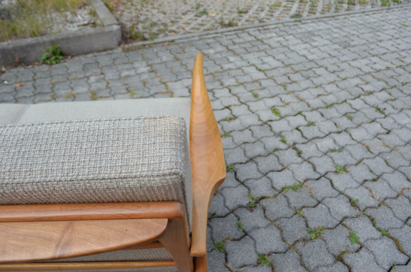 Furniture Wilhelm Knoll Antimott Walnut Mid Century Sofa Grey Wool photo