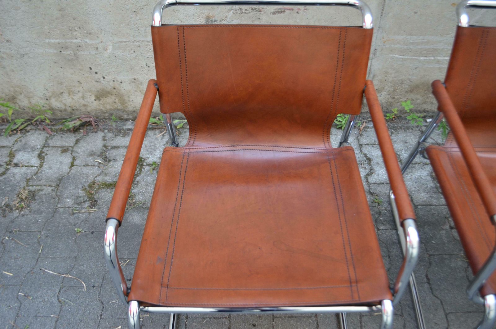 Vintage Italy Ox Red Cognac Saddle Leather Lounge Chair 1 Of 2 photo vinterior