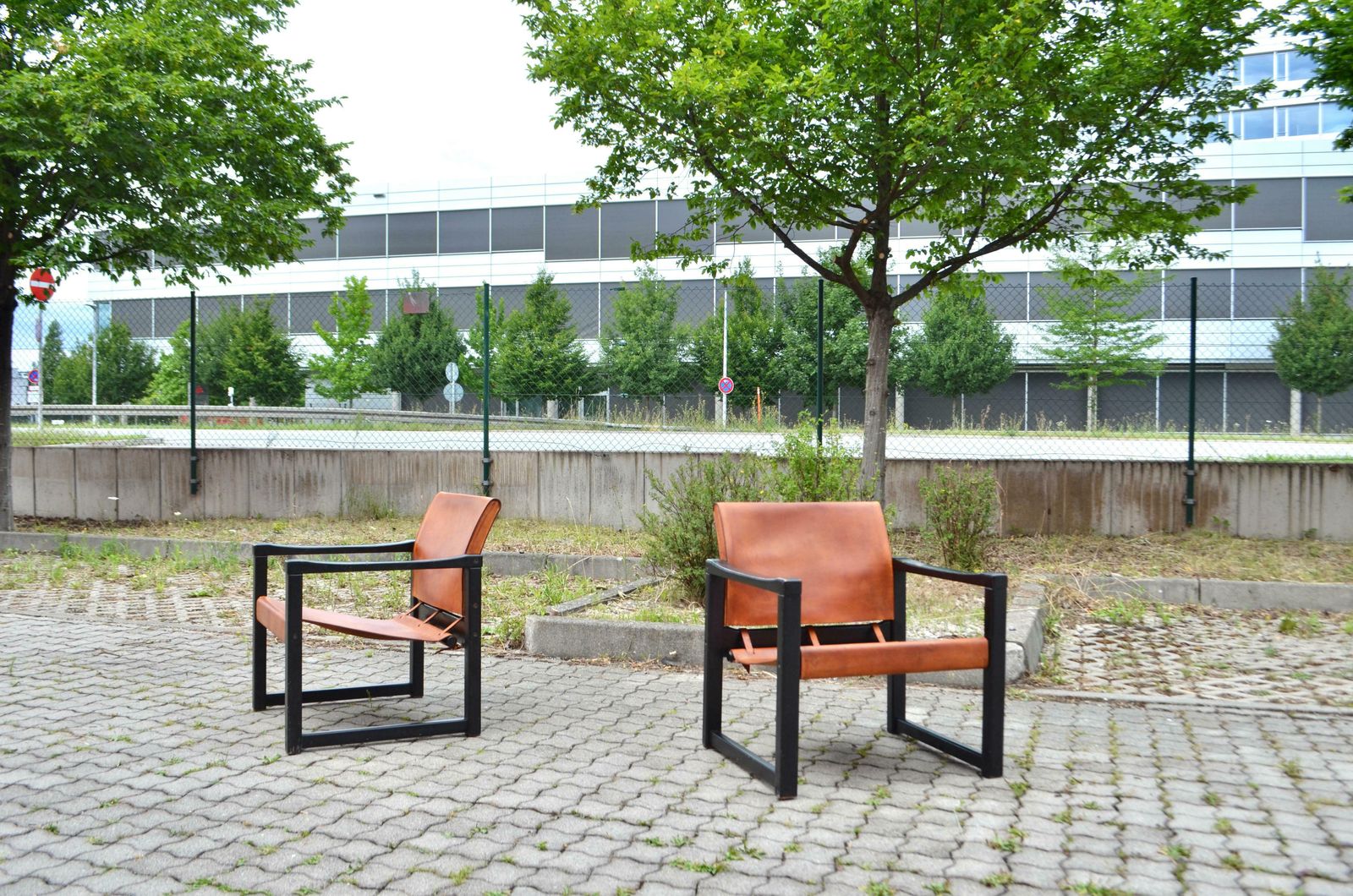 Karin Mobring Model Diana Cognac Sling Lounge Chair Vintage Ikea Black Frame photo Furniture