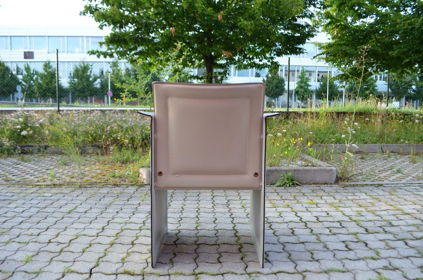 Furniture Arrben Italy Modern Grey Saddle Leather Dining Chair Model Solaria photo