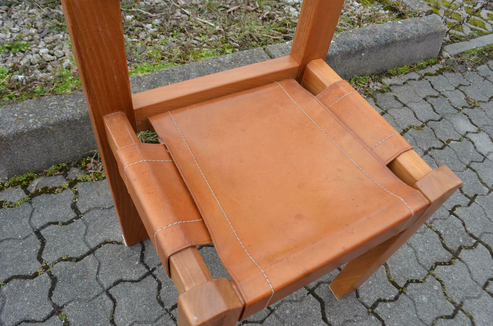 Furniture Rare Pierre Chapo S11 Saddle Cognac Chair Set Of 2 photo