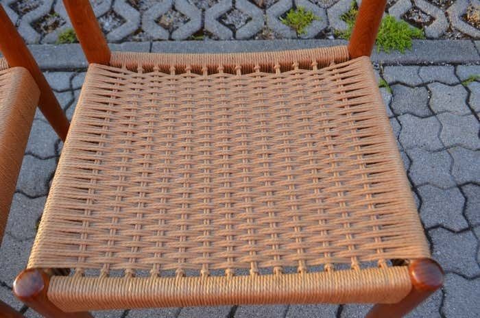 photo for sale Arne Hovmand Olsen Teak Papercord Dining Chair For Mogens Kold Set Of 2