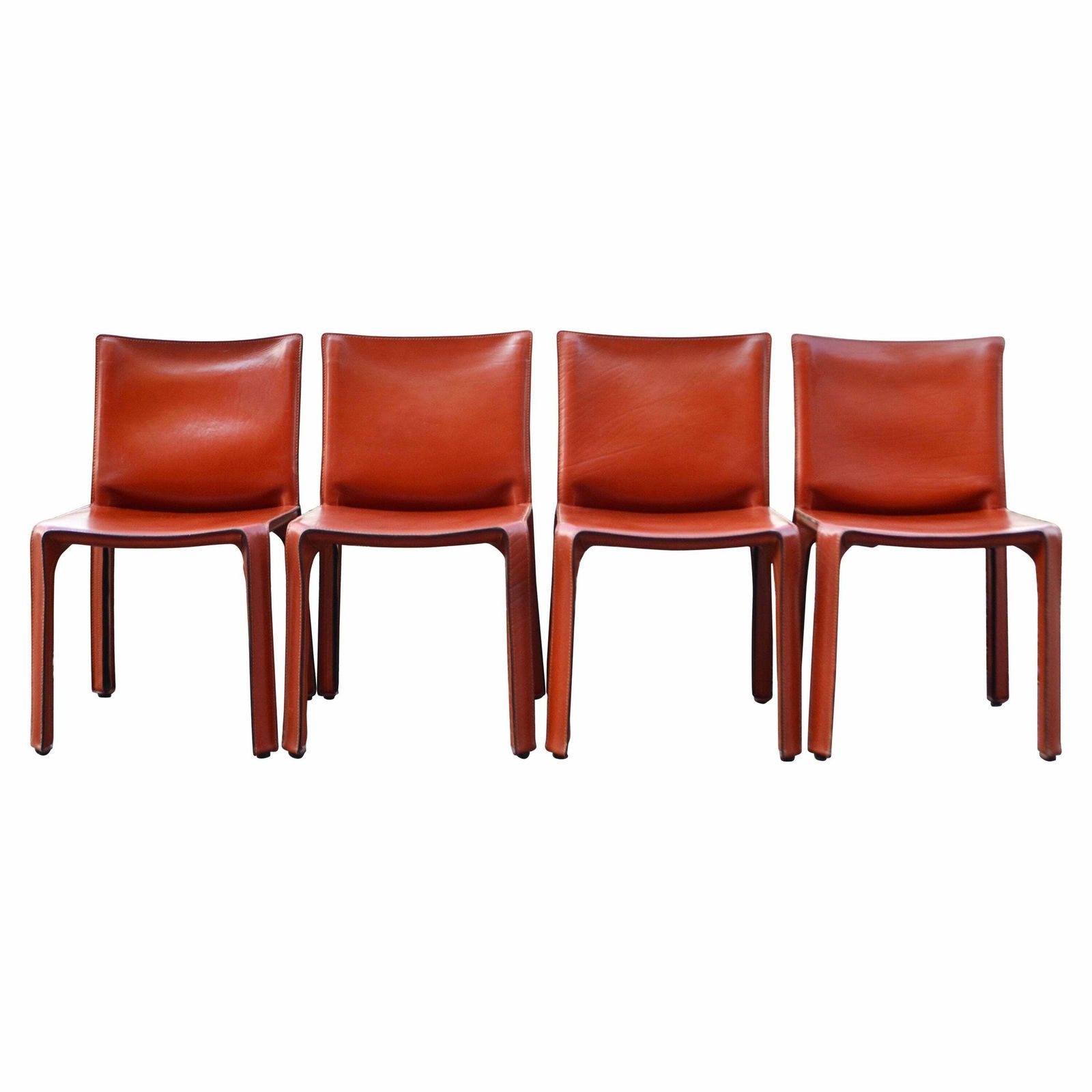 Cassina Taxi 412 China Red Leather Dining Chair Set Of 4