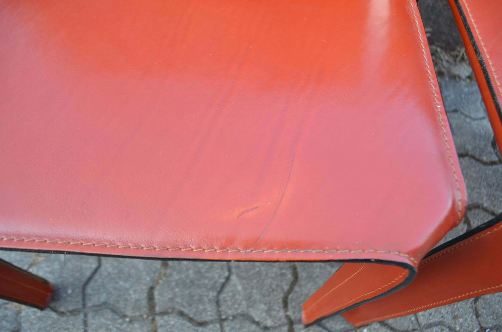 Furniture Cassina Taxi 412 China Red Leather Dining Chair Set Of 4 photo