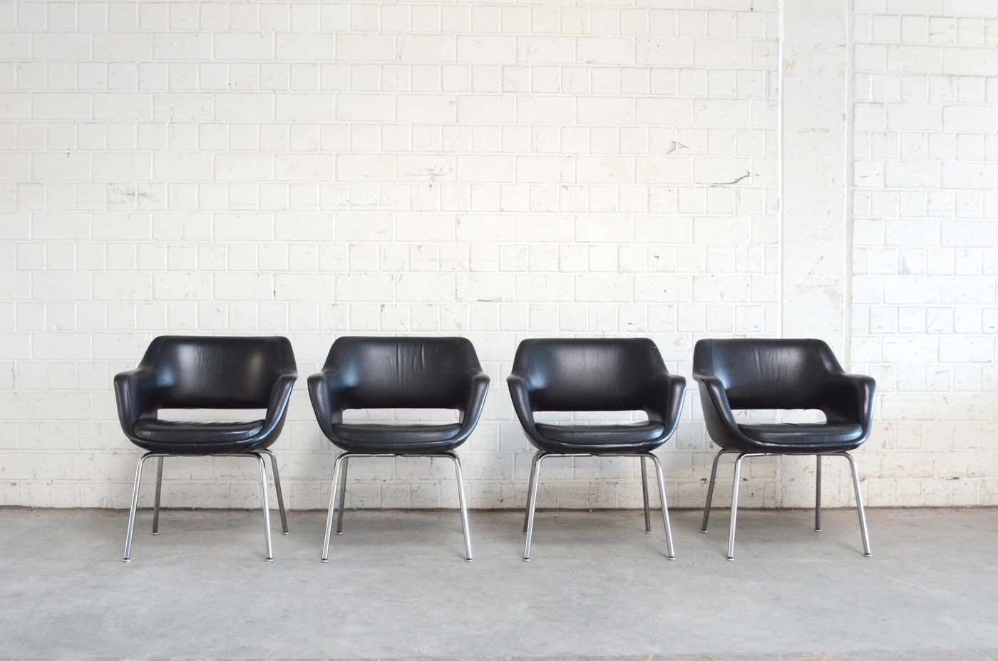 Olli Mannermaa Set Of 4 Leather Kilta Chair By Eugen Schmidt & Cassina Martela photo furniture