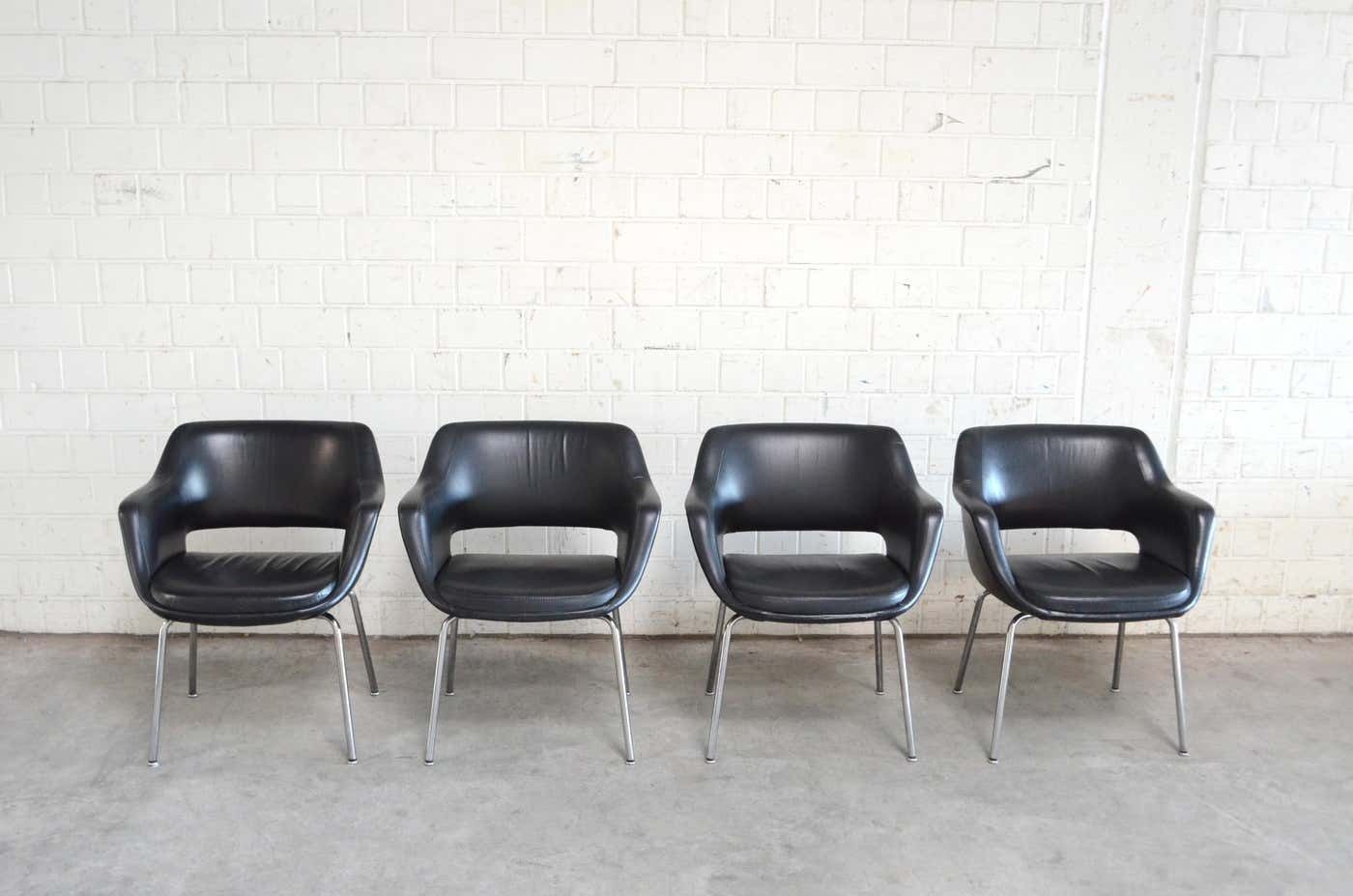 Olli Mannermaa Set Of 4 Leather Kilta Chair By Eugen Schmidt & Cassina Martela photo for sale