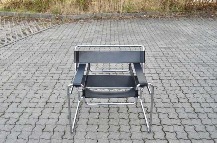 Knoll International Wassily Chair By Marcel Breuer Black Leather photo furniture