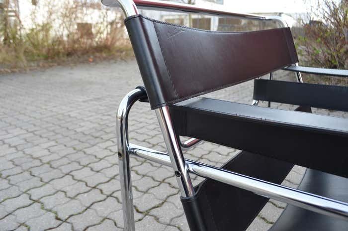 Knoll International Wassily Chair By Marcel Breuer Black Leather photo Furniture