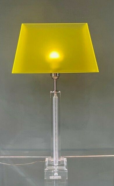 Early 21st Century Italian/English Acrylic Table Lamp With An Opaque Yellow Or Translucent Orange Acrylic Shade