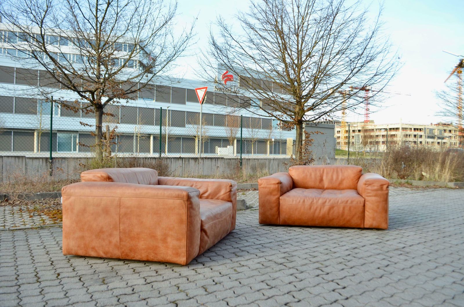 Frigerio Salotti Modell Cooper Loveseat Armchair Leather Chair Cognac Set Of 2 photo furniture
