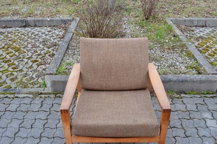 Modernist Hartmut Lohmeyer Oak Easy Lounge Chair For Wilkhahn Mid Century 1 Of 2 photo vinterior
