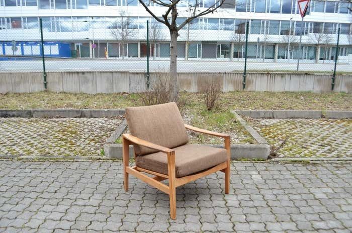 Furniture Modernist Hartmut Lohmeyer Oak Easy Lounge Chair For Wilkhahn Mid Century 1 Of 2 photo