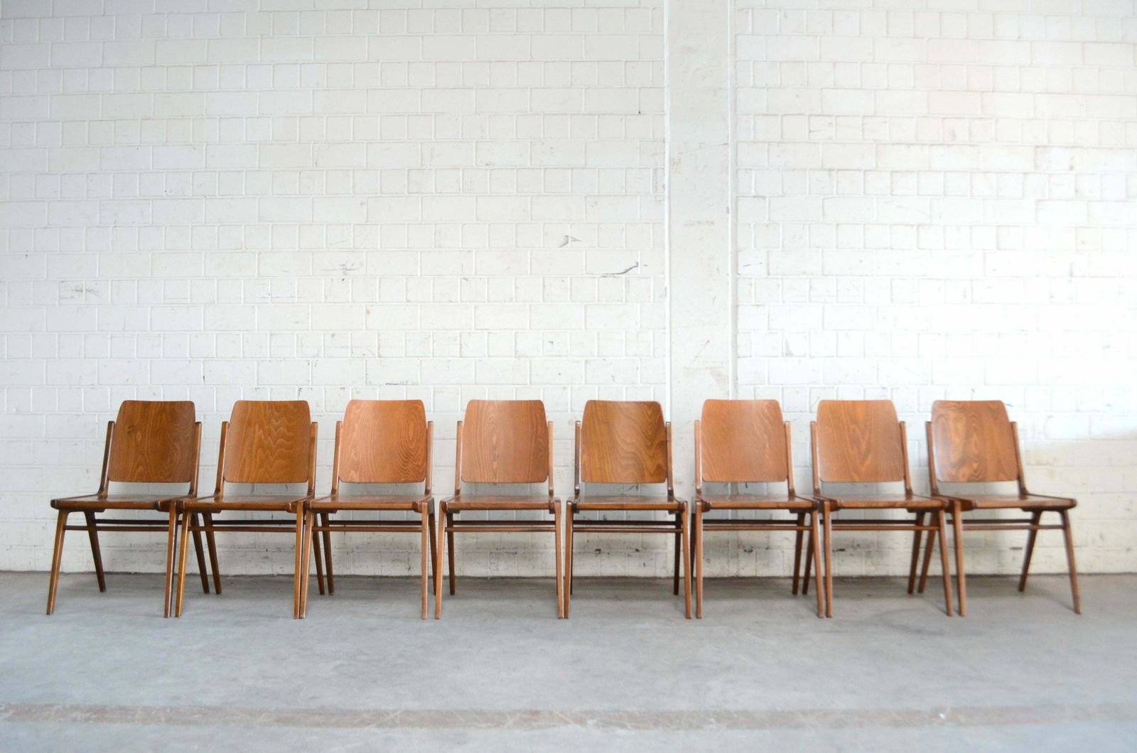 8 Set Of Original Austro Chairs By Franz Schuster For Wiesner Hager Austria 1959 photo for sale