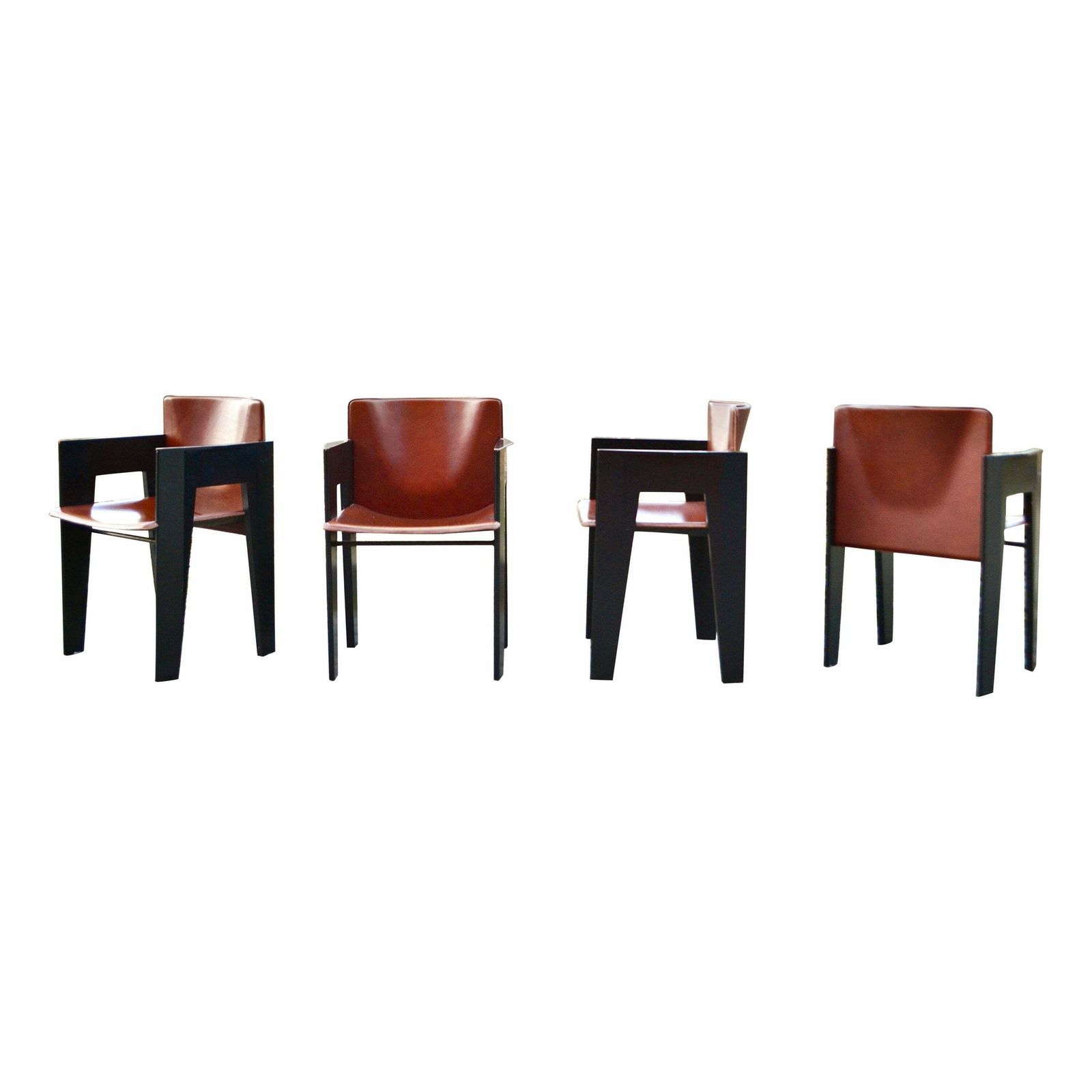 Arnold Merckx For Arco Cognac Saddle Leather Dining Chair Set Of 4