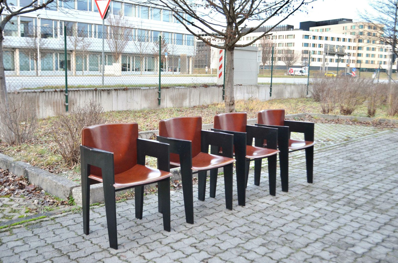 Arnold Merckx For Arco Cognac Saddle Leather Dining Chair Set Of 4 photo Furniture