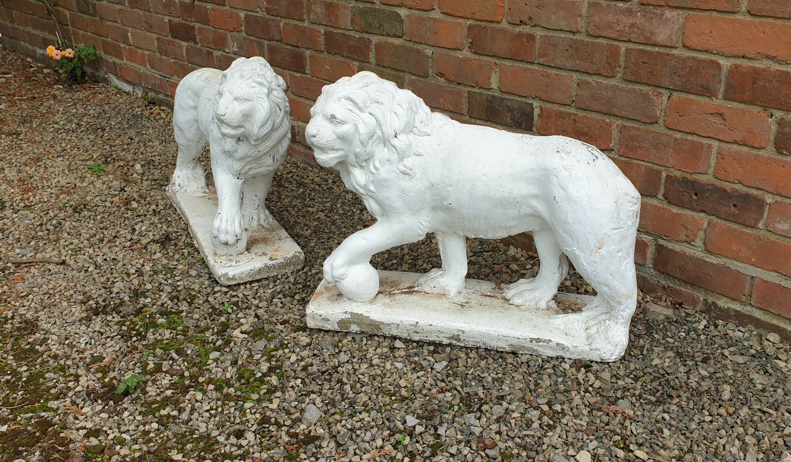 Large Pair Stone Lions, 1900s, Antique photo 995.0