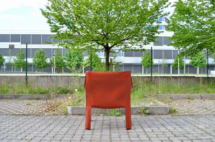 photo buy Cassina Taxi 414 Leather Lounge Chair Armchair China Red / Ox Red Set Of 4