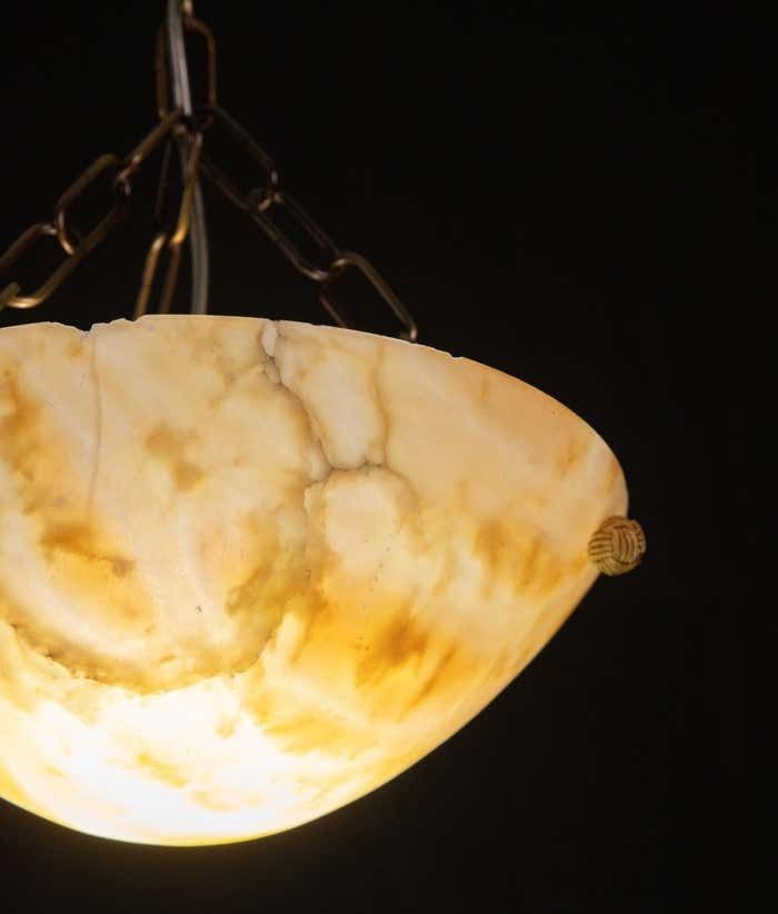 Great Design Antique Orange Alabaster Chandelier Pendant, Art Decò photo for sale