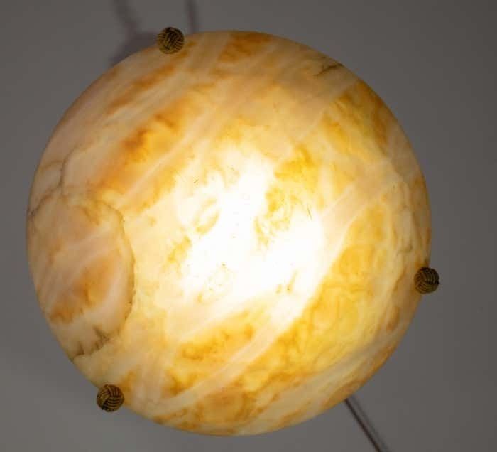 Great Design Antique Orange Alabaster Chandelier Pendant, Art Decò photo 882.0