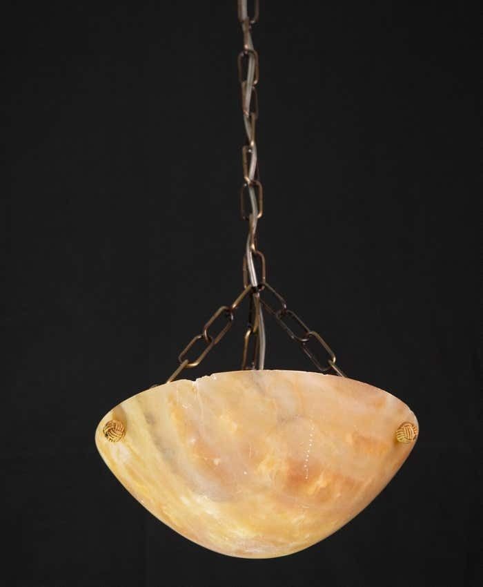 Great Design Antique Orange Alabaster Chandelier Pendant, Art Decò photo vintage