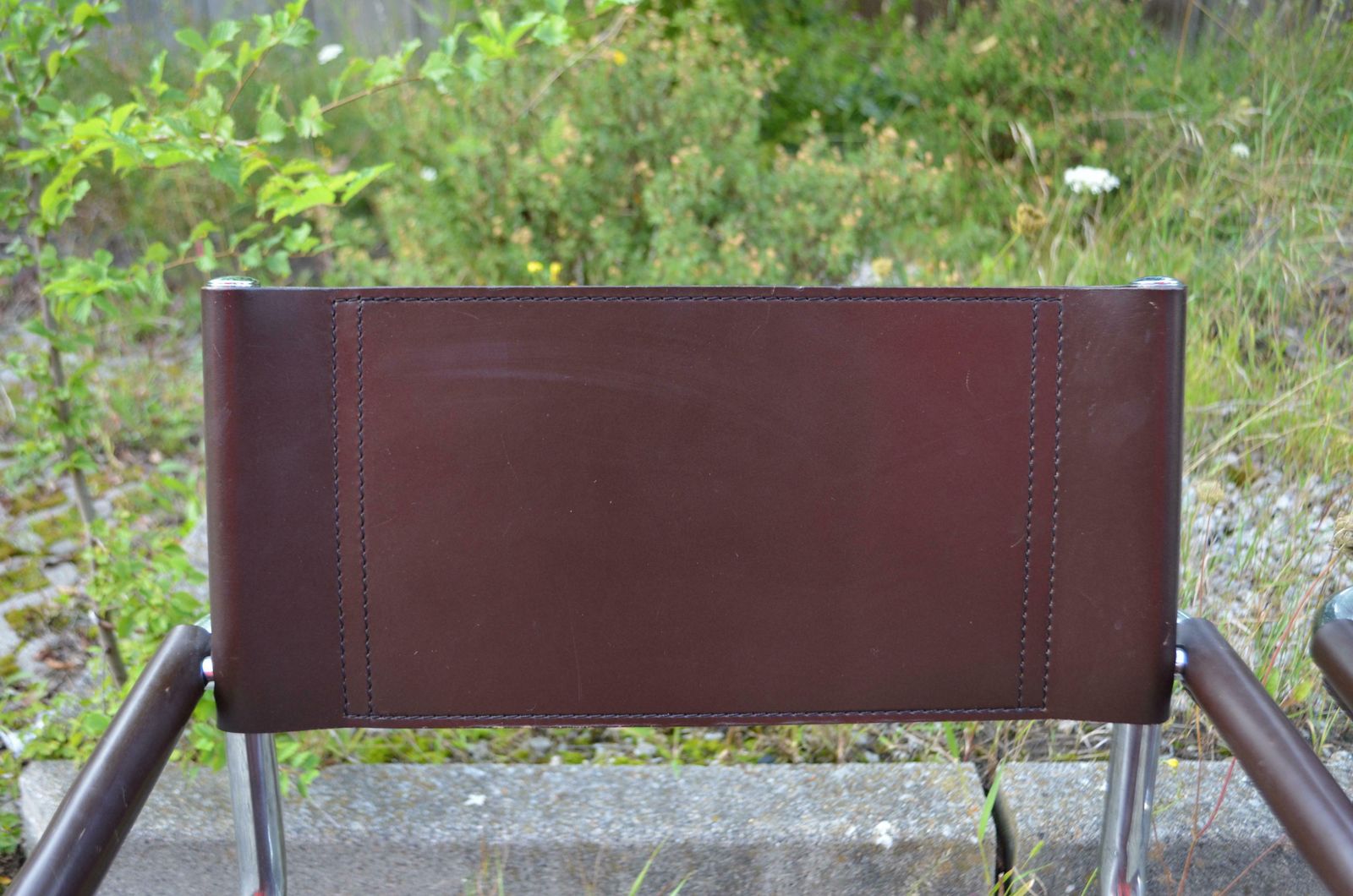 photo for sale Fasem Vintage Italy Brown Leather Dining Chairs Armchairs Cantilever Set Of 2