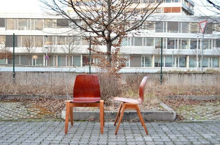 Mid Century Bentwood Plywood Chairs Stackable By Royal Germany Set Of 4 photo Furniture
