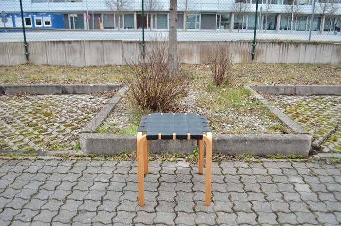 Alvar Aalto For Artek Model Y61 Stool Chair Black Leather 1 Of 2 photo for sale
