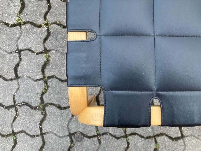 Alvar Aalto For Artek Model Y61 Stool Chair Black Leather 1 Of 2 photo vinterior