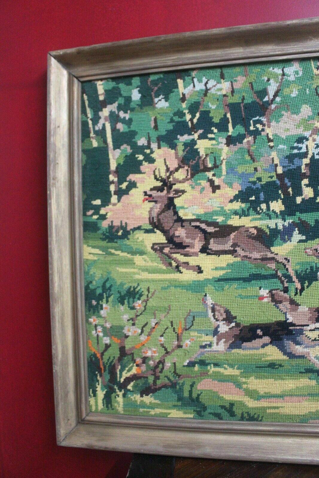 photo furniture Antique French Handcrafted Royal Paris Wall Tapestry Hunters Stitch/Needlepoint