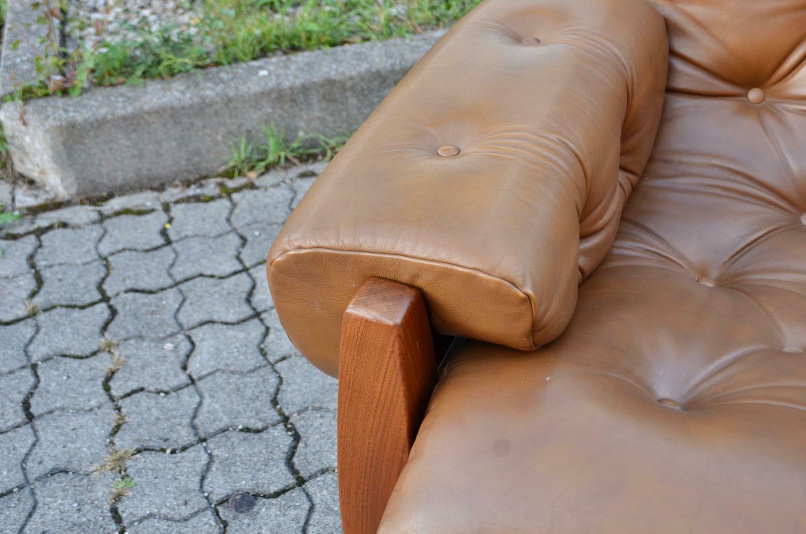photo buy Brazilian Lounge Cognac Leather Armchair 1960s In The Manner Of Jean Gillon