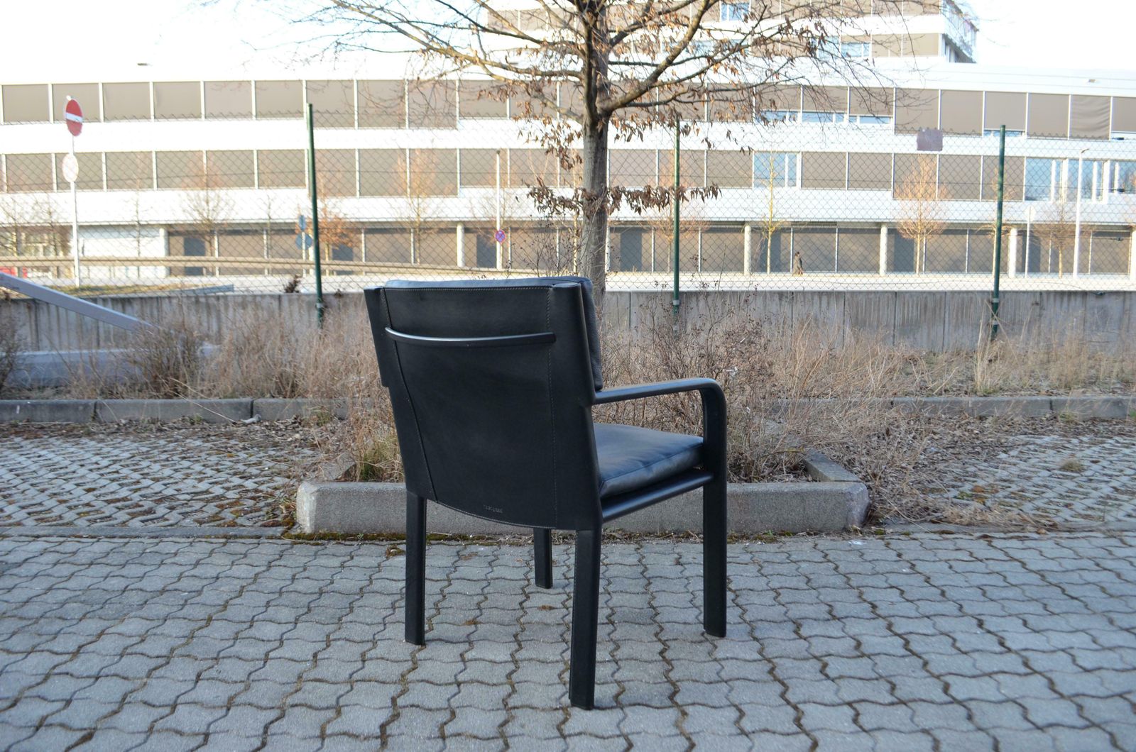 Matteo Grassi Black Saddle Leather Chair Armchair Golfo Dei Poti photo vintage